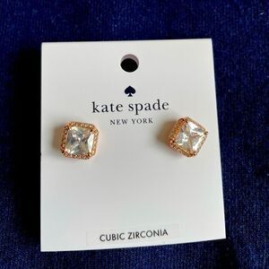 Kate spade Save The Date Pave Princess Cut Studs earrings